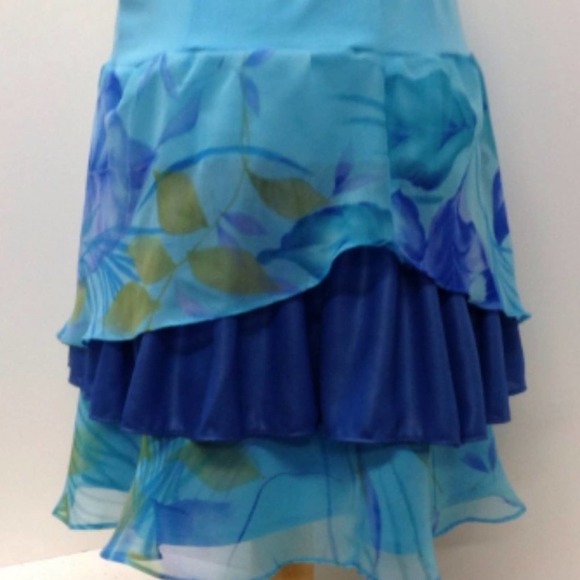 Teal Floral Skirt 30" Waist Upcycled Handmade New - Picture 2 of 7